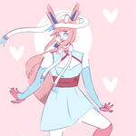 Full body of a Sylveon gijinka